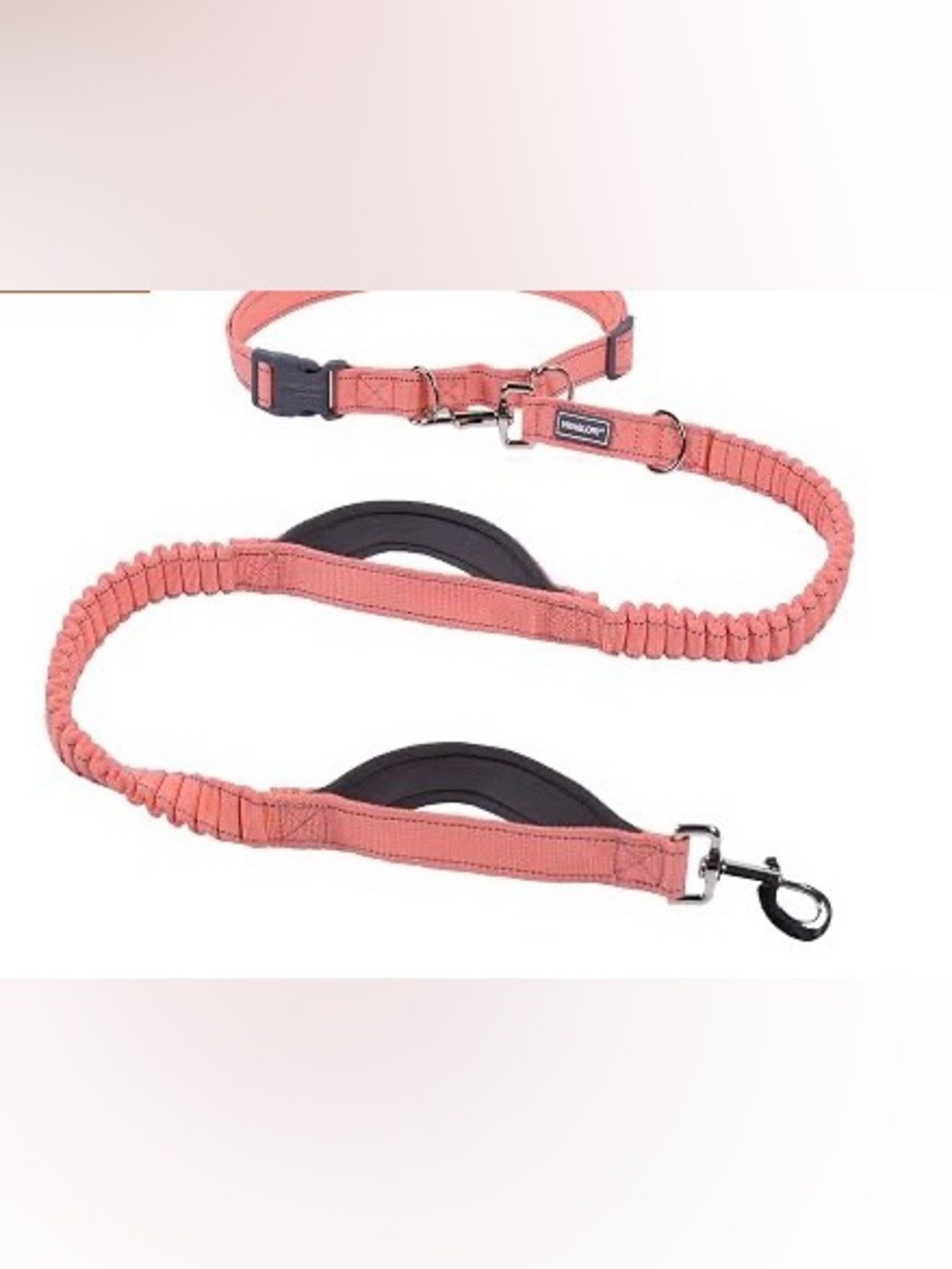 Pink Hands-Free Bungee Dog Leash with Adjustable Waist Belt Set